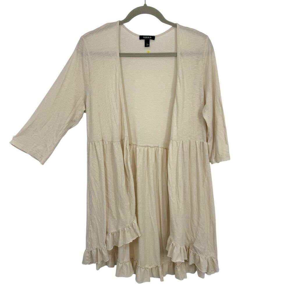 Torrid Cream Ruffle Hem Blouse